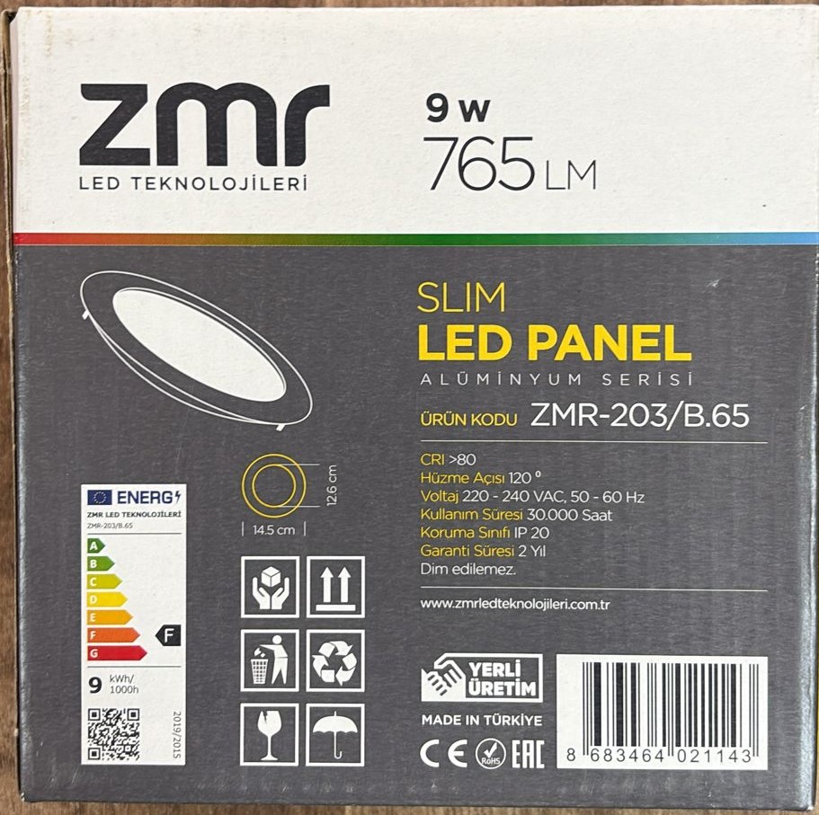 zmrled9w-2 Zmr Slim Led Panel 9W